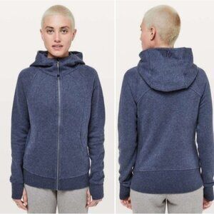 lululemon Scuba Hoodie Blue Zip Front & Pockets